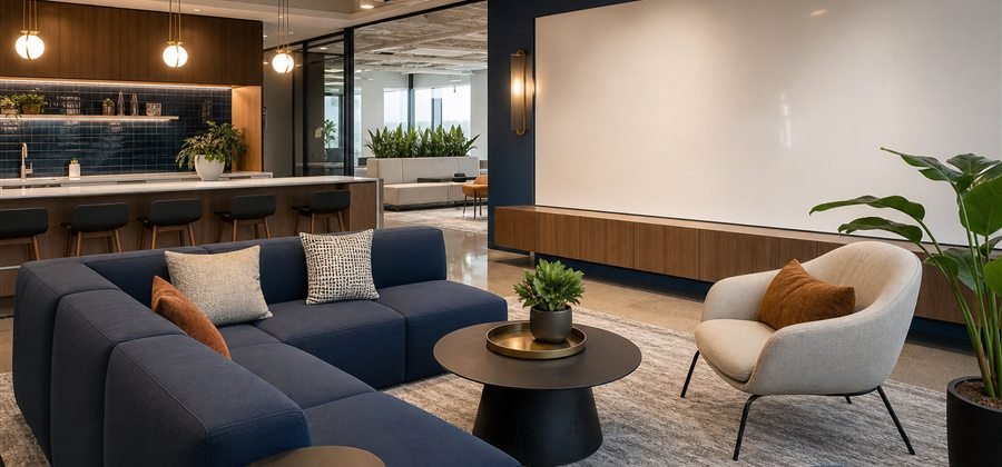 Modern office breakout area placeholder