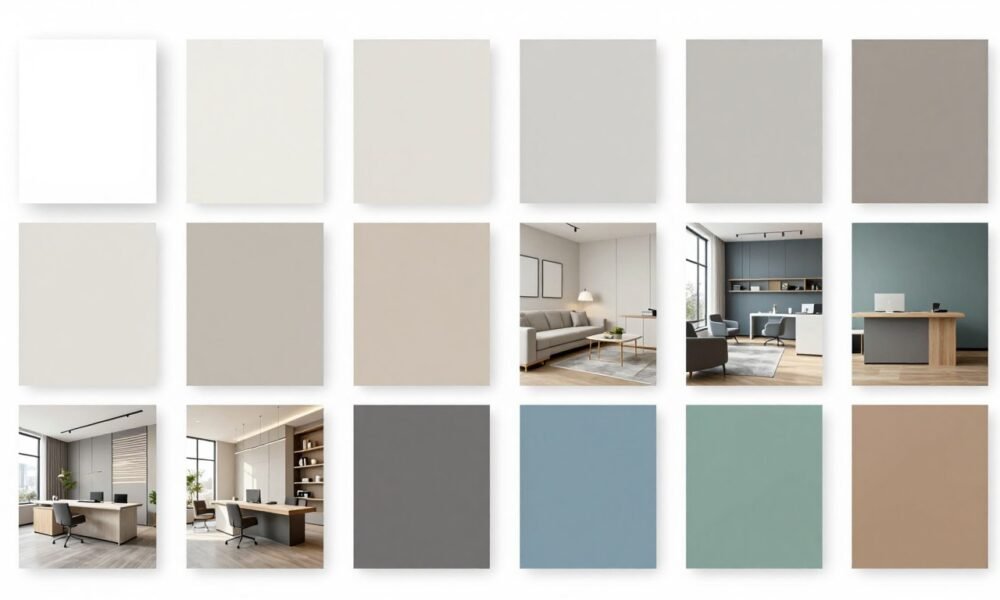 Color palette examples for real estate office interiors