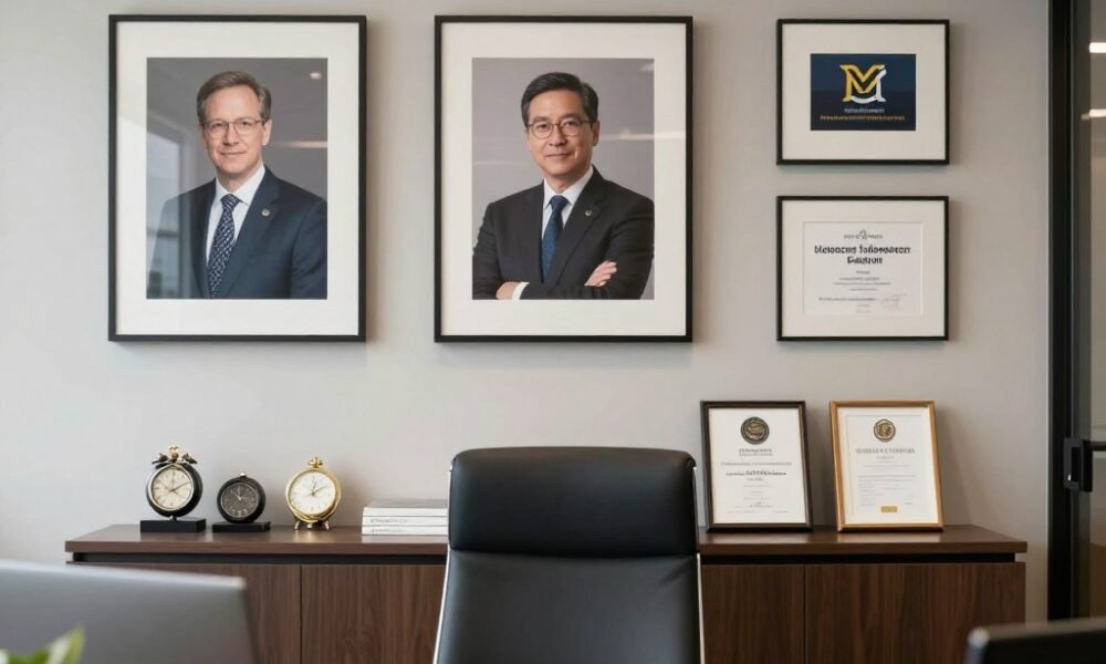 Boss office cabin with personal touches and subtle brand elements