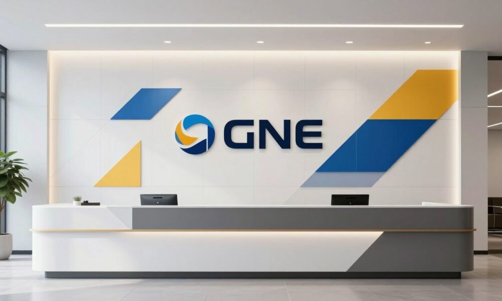 Impressive reception area with branded 3D wall panels