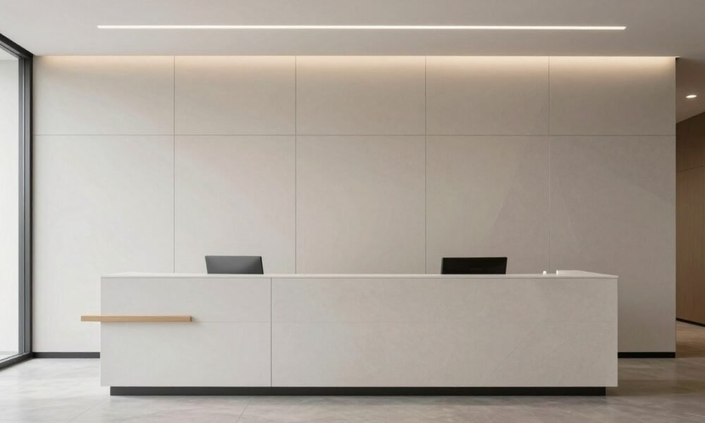 Modern office with stylish wall panels creating a professional atmosphere