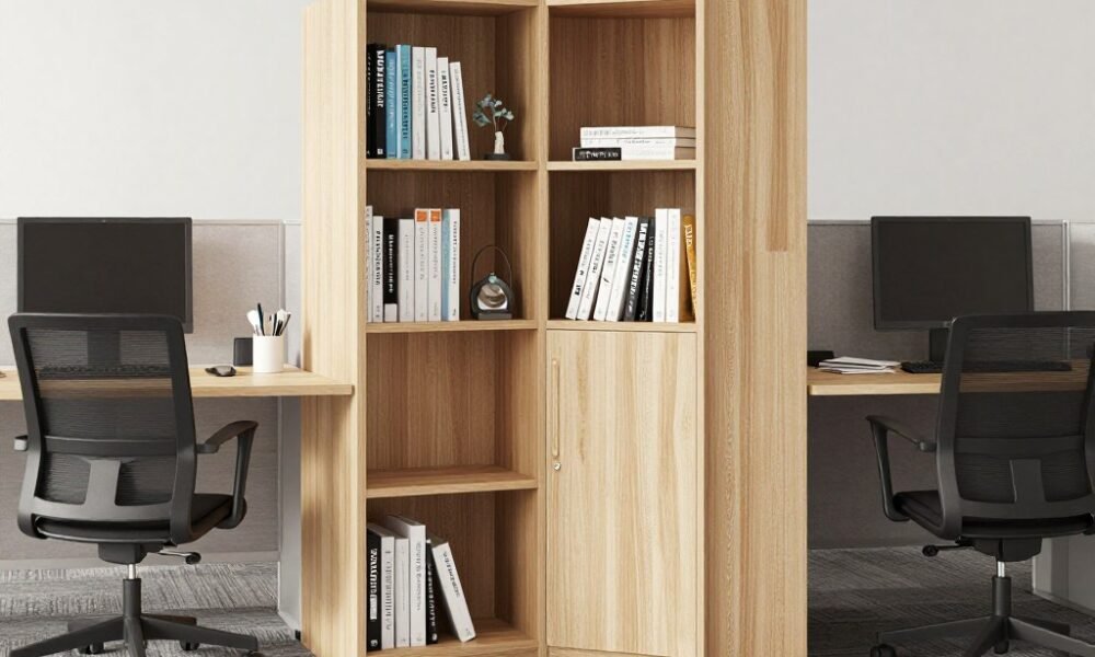 Multi-functional furniture divider with integrated storage and workspace