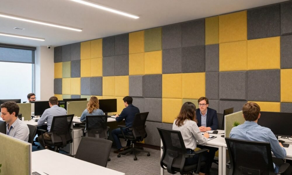 Office with wall panels showing improved acoustics and visual appeal