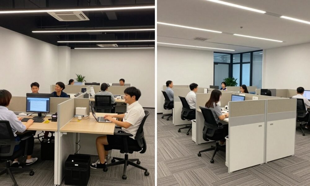 Transformed office space with strategic partition design