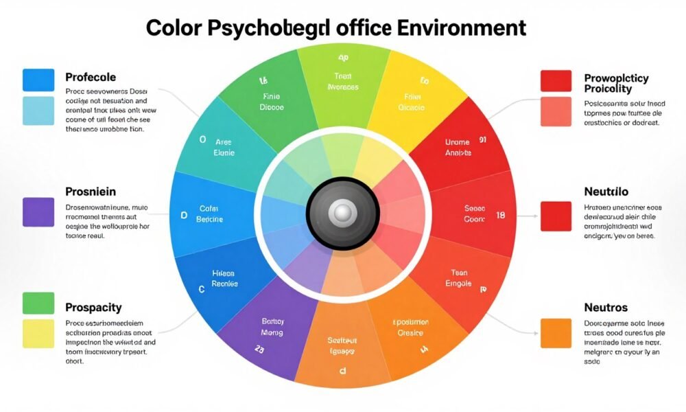 Color psychology wheel showing different office wall paint colors and their effects on mood