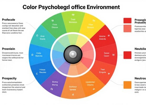 Color psychology wheel showing different office wall paint colors and their effects on mood